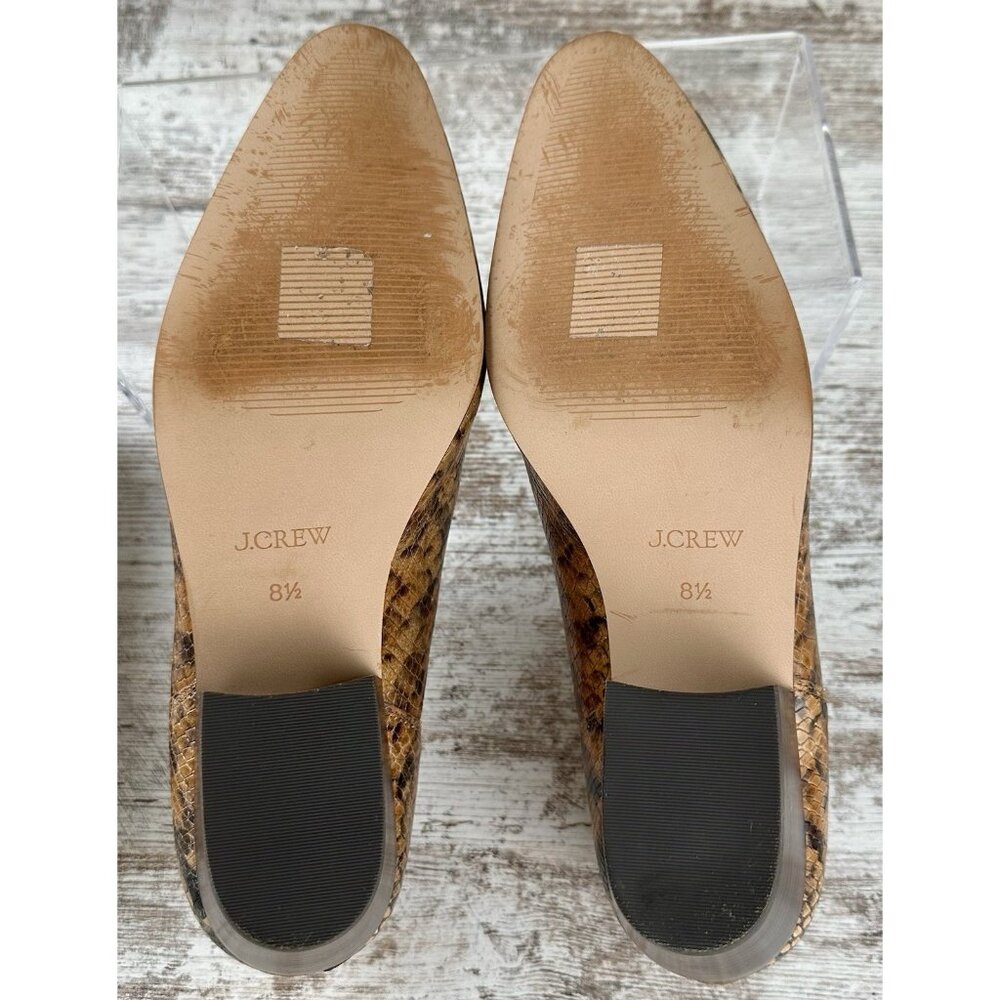 J.CREW Piper Ankle Boots Women’s 8.5 Snake Embossed Italian‎ Leather Block Heel - Picture 8 of 11